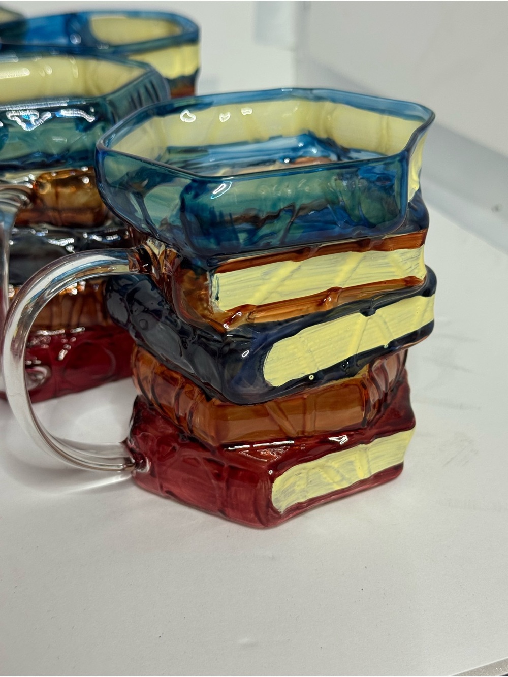 Set of Colorful Stacked Hexagon Glass Mugs - Picture 2 of 5